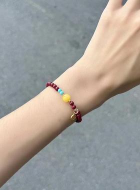 朱砂本命年天然蜜蜡琥珀手链