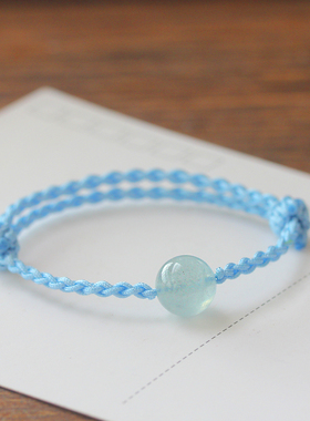 天然海蓝宝手绳喜补水编绳