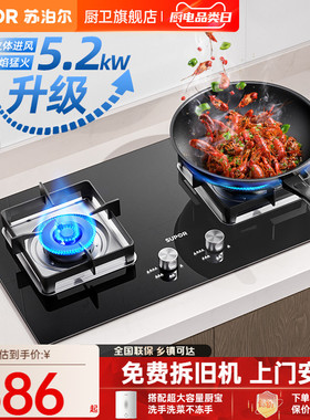 苏泊尔MB16燃气灶煤气灶双灶家用猛火天然气液化气灶台