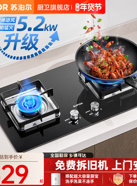 苏泊尔MB16燃气灶煤气灶双灶家用猛火天然气液化气灶台