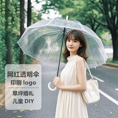 若瑶透明伞网红POE长柄防雨时尚