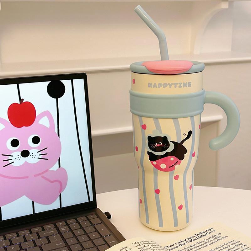 进口巨无霸冰霸杯大容量水杯子大号316保温杯女2025高颜值吸管杯