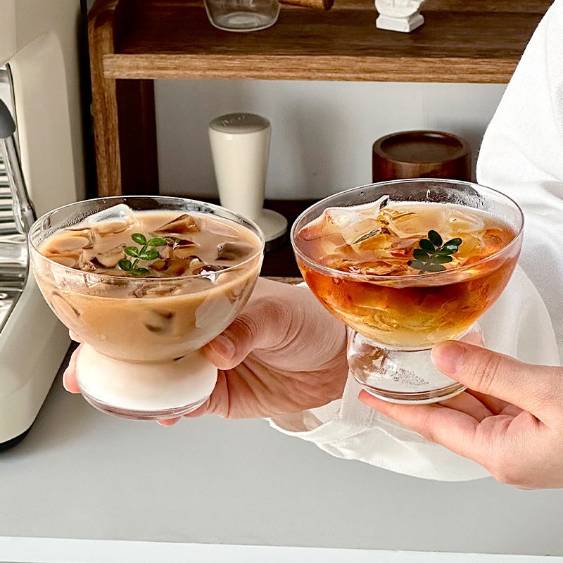 进口设计感小众dirty咖啡杯中古杯冰美式拿铁杯玻璃杯饮品冷萃杯