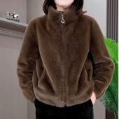 秋冬双面绒立领短外套女2025新款 抓绒保暖开衫 上衣百搭休闲外搭潮