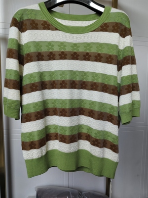 专柜正品EN306012时尚条纹撞色百搭莱塞尔天丝针织短袖2026夏新女