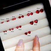 买三对送一 s925纯银耳钉女嫣红钻耳骨耳蜗养耳好看网红防敏轻奢