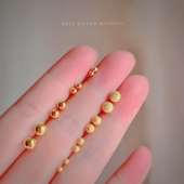 通体s925纯银耳钉女金色豆豆圆珠光面磨砂耳骨简约百搭养耳银豆豆