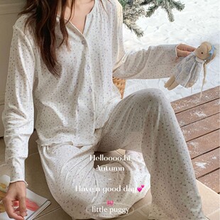 长裤 puggy秋冬针织两件套睡衣卡通可爱小熊小兔子长袖 little