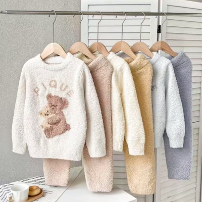25年秋冬新款半边绒gp亲子儿童男女款考拉狮子小熊软绵绵家居服