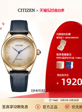 西铁城官方旗舰店时尚休闲旅行光动能手表女EM1140