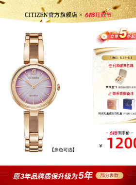 西铁城官方正品光动能机芯小巧时尚简约钢带女表EM0807