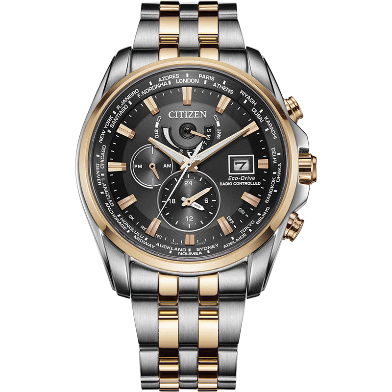 西铁城旗舰店空中之鹰系列光动能电波自动对时商务男士手表at9038