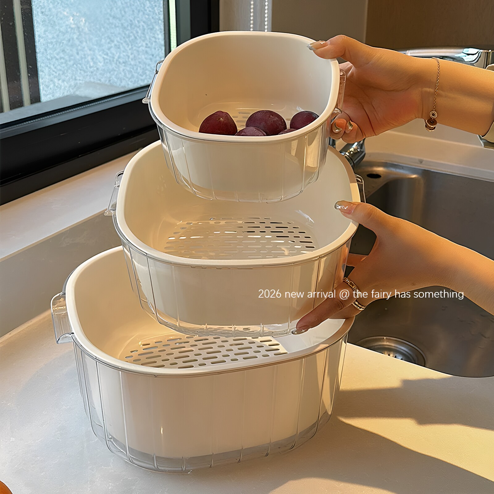 双层洗菜盆沥水篮厨房家用客厅茶几塑料水果果盘篮子盆子淘菜盆篮