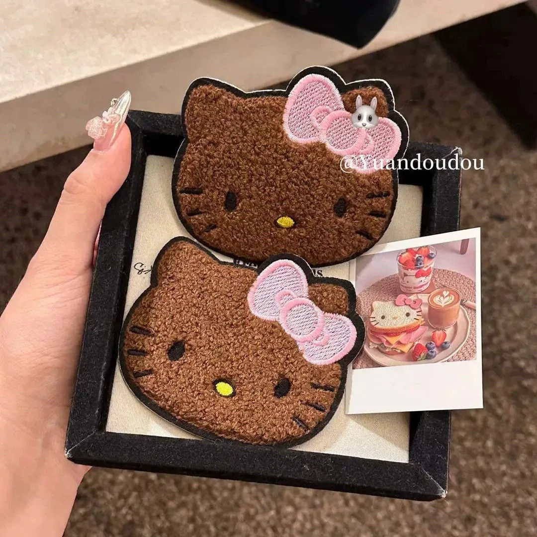 可爱刺绣黑皮KT!猫咪魔术贴发卡无痕刘海贴整理碎发神器发饰品女
