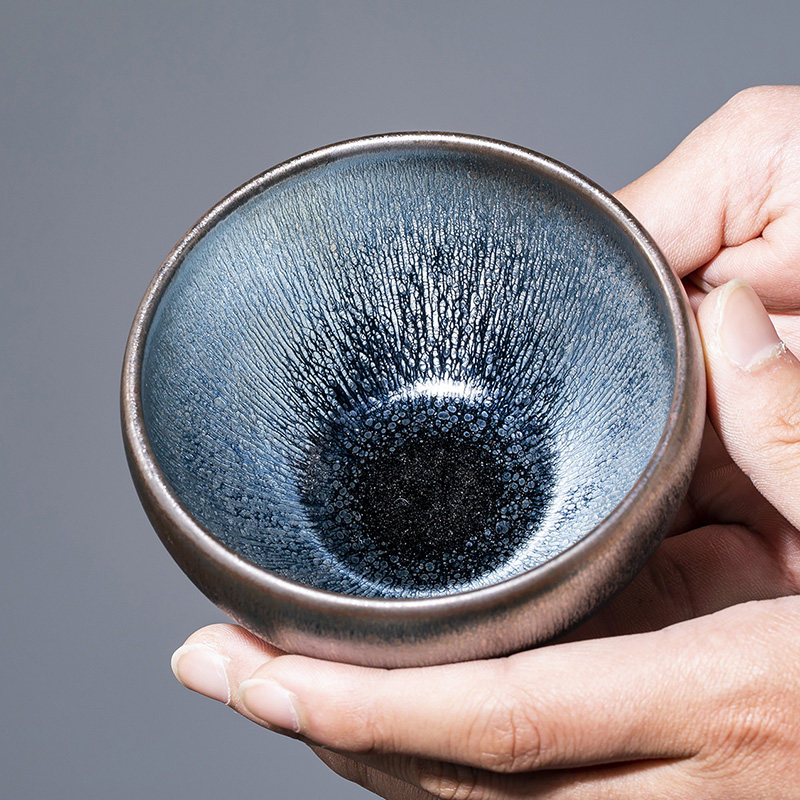 黎跃龙银兔毫建盏纯手工原矿铁胎大号主人杯福建建阳名师作品茶具