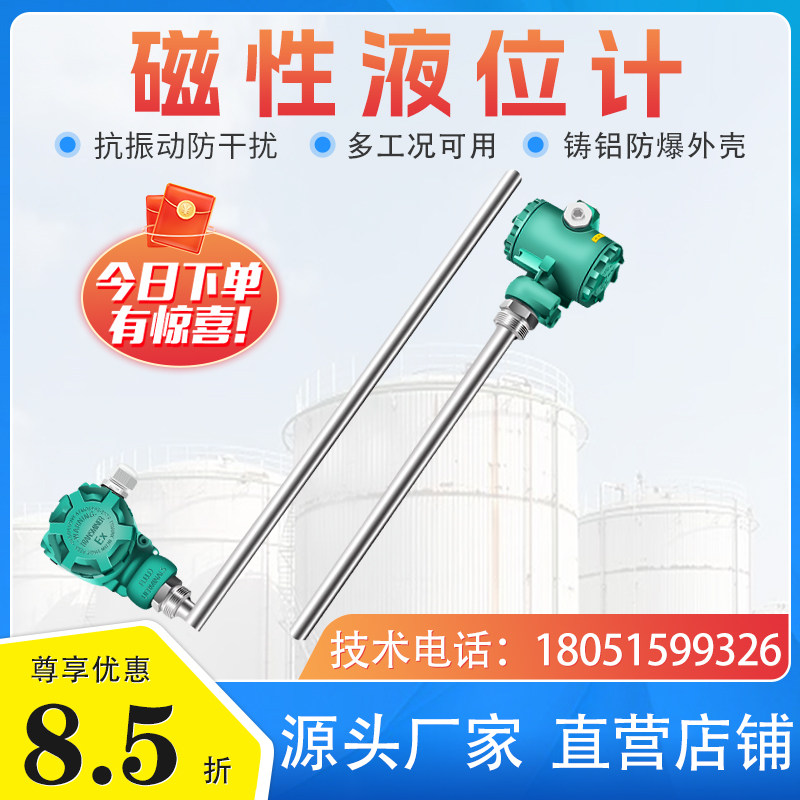 磁翻板远传变送器磁性浮球液位计捆绑式4-20mA干簧管传感器RS485