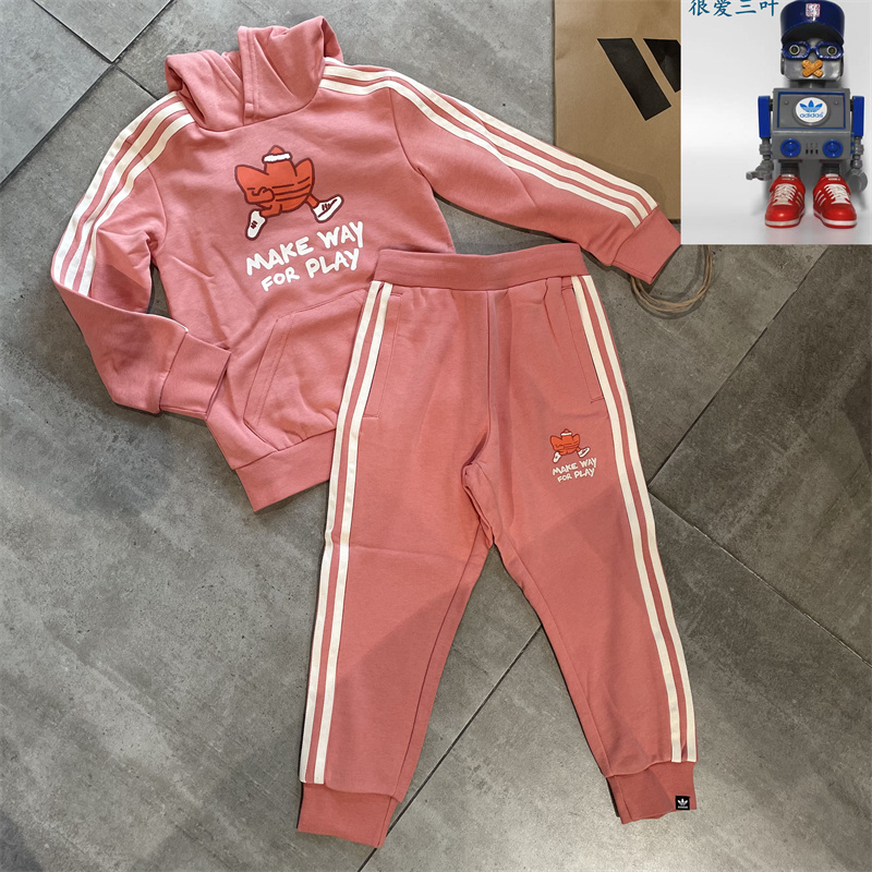 Adidas/阿迪达斯三叶草小童春秋款 运动休闲连帽长袖套装IN4331