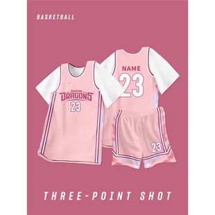 假两件篮球服套装定制学生校运会班服T恤女生短袖篮球衣团购印字