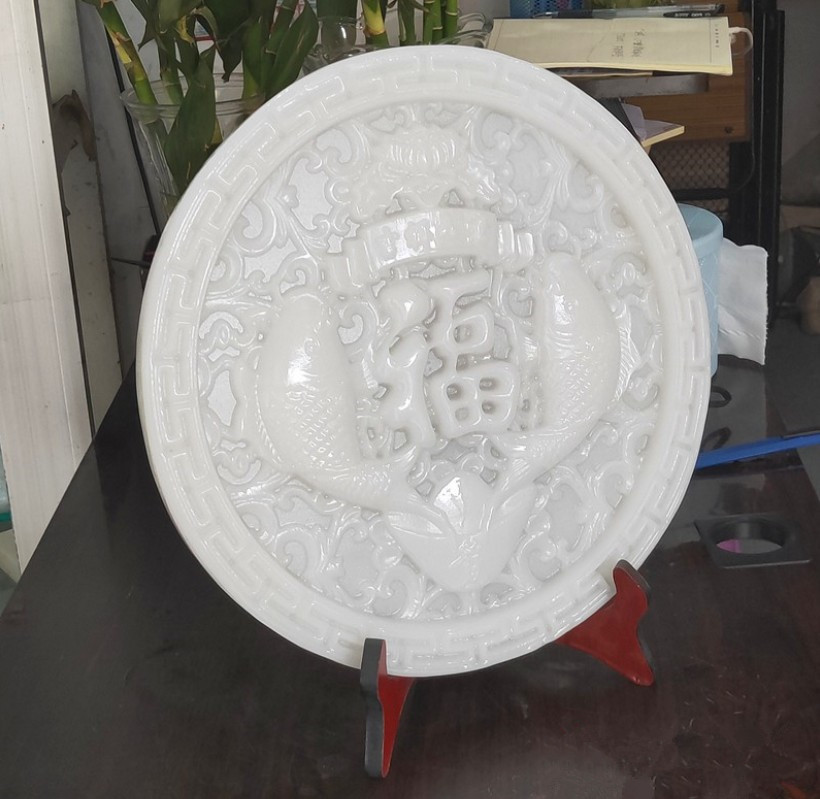 天然玉石凤凰戏牡丹平安扣
