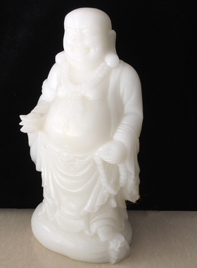 玉石大肚笑佛弥勒佛摆件适用客厅办公书房祠堂店铺供奉玉佛像佛公