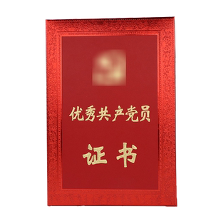 启恒浮雕面荣誉证书优秀党员证书绒面外壳烫金封面定制先进工作者党务基层组织奖状获奖纪念表彰用品内芯打印