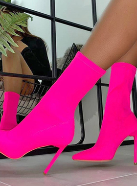 DEleventh Pointed Boots woman 尖头弹力短靴秋冬高跟靴偏大半码