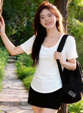 2026新款t恤显瘦短款修身女装夏季短袖纯色正肩短款圆领百搭上衣