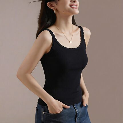 2026莫代尔棉夏季蕾丝边小吊带背心女大码修身外穿内搭打底衫上衣
