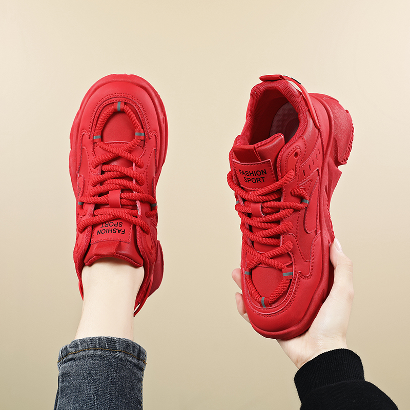 小码女鞋313233老爹鞋红色