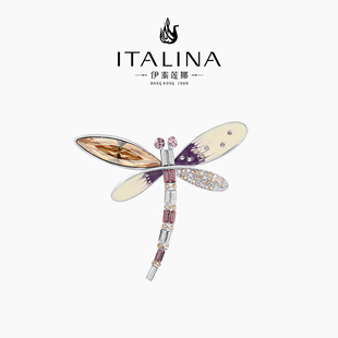 伊泰莲娜胸针高档女复古气质西珐琅工艺神秘紫原创精致蜻蜓配饰
