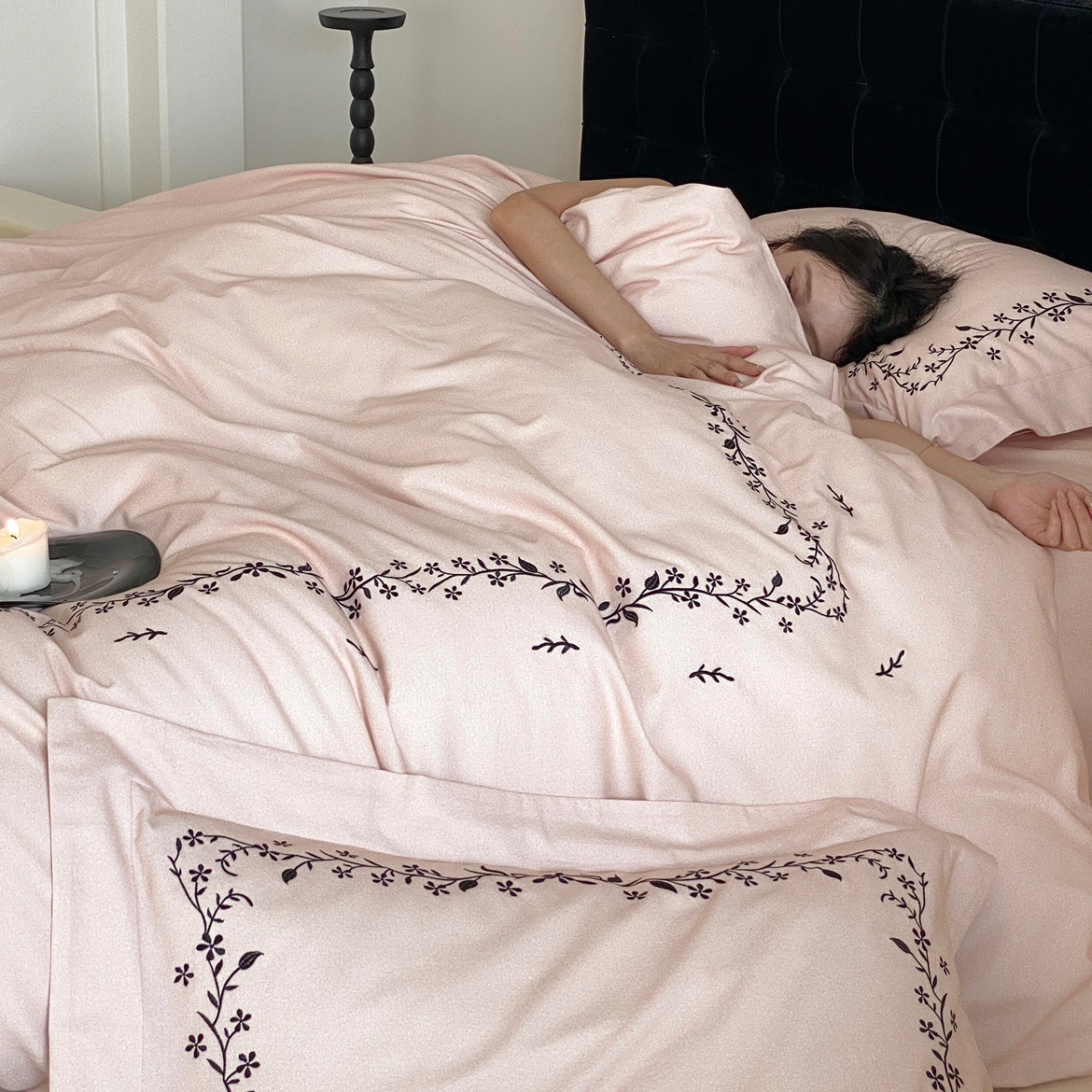 南星80支长绒棉磨毛刺绣四件套