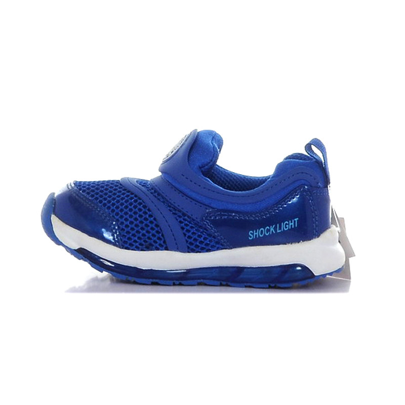 外贸日单儿童运动鞋蓝色网面透气轻便防震跑步鞋男女童休闲鞋