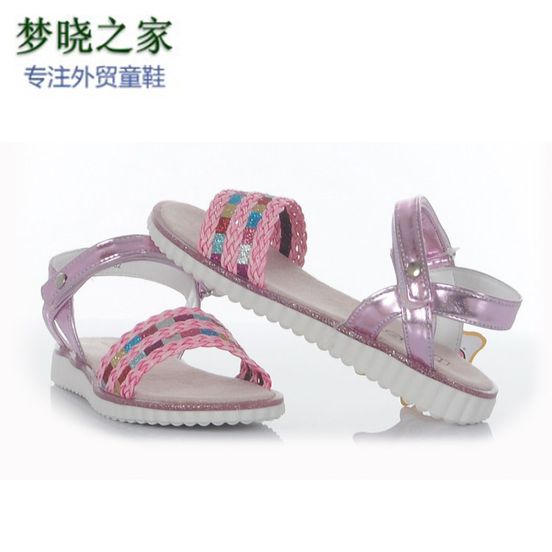 外贸原单欧美女童凉鞋 编织带软底防滑中大童凉鞋 25-36码 5706