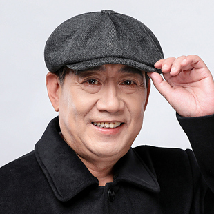 中老年帽子男贝雷帽前进帽秋天个性鸭舌帽秋季爸爸爷爷男士八角帽