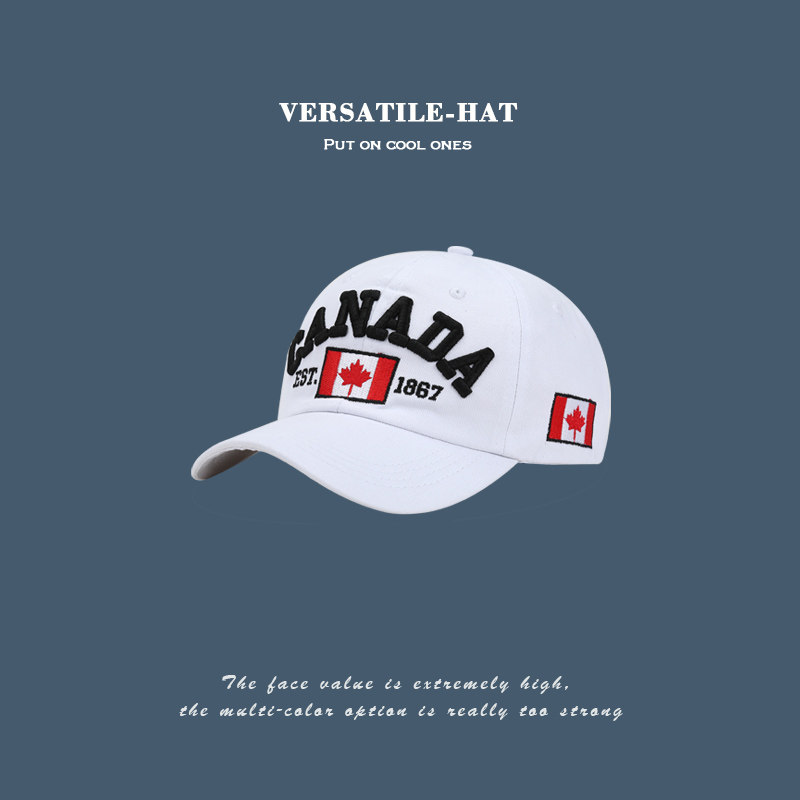 鸭舌帽女夏季ins潮牌帽子男防晒帽加拿大枫叶夏天软顶潮流棒球帽