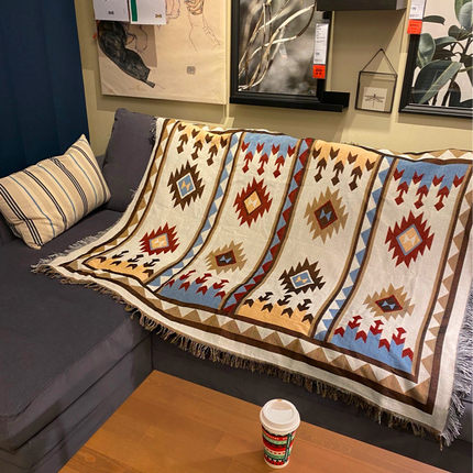 shopify沙发巾露营野餐毯民族风装饰挂毯沙发毯盖床毯毛毯针织毯