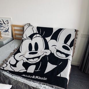 北欧休闲毯针织薄棉线毯子儿童米奇样板间沙发床盖毯床尾装饰搭巾