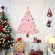 可爱ins粉色圣诞树立体毛球创意装 饰画挂毯 饰挂布圣诞节背景布装