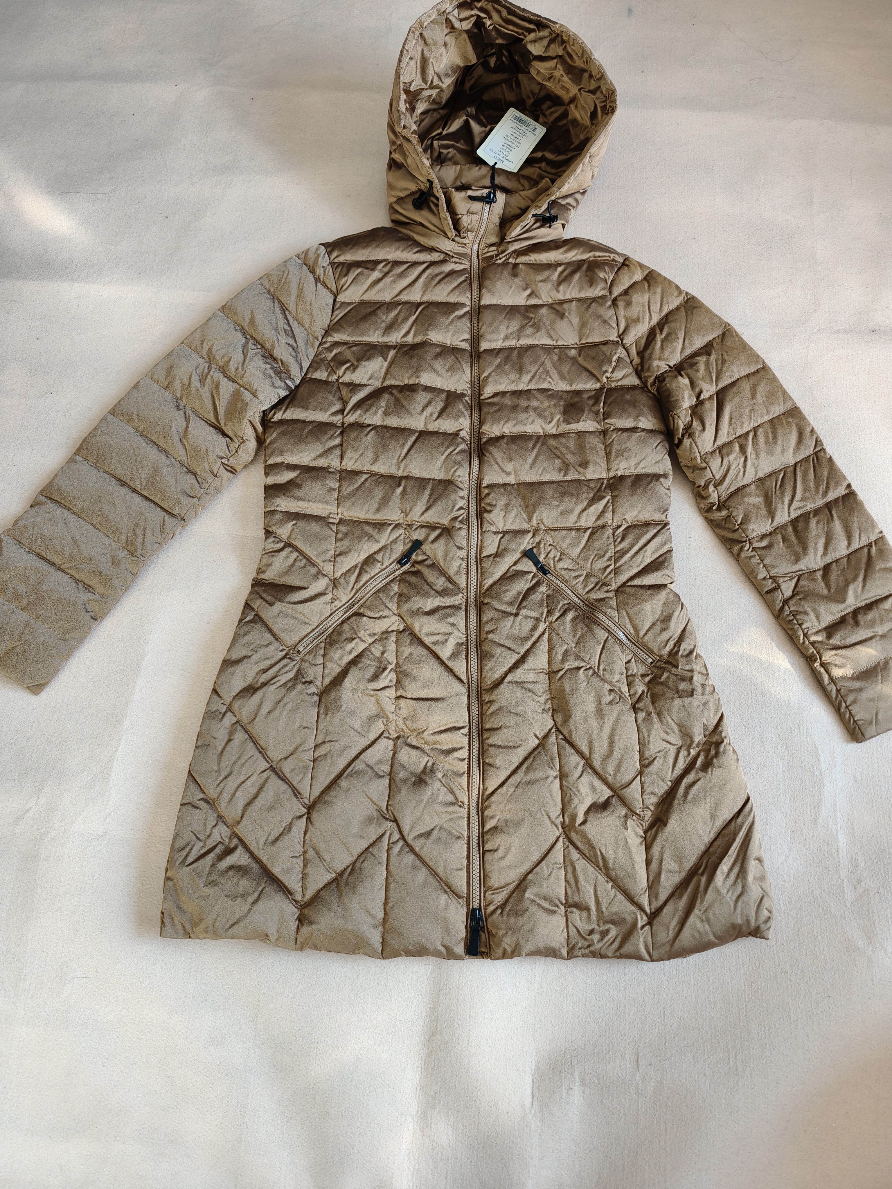 冬季新品中长款时尚保暖带帽子开衫女百搭羽绒服