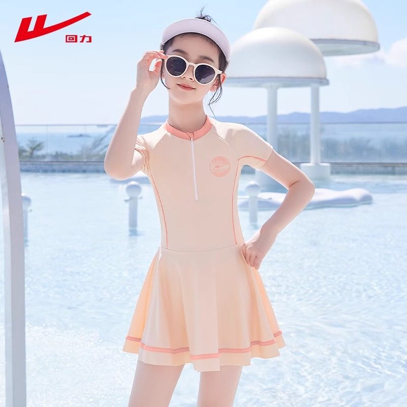 回力儿童泳衣女孩2026新款连体中大童宝宝专业训练女童游泳衣