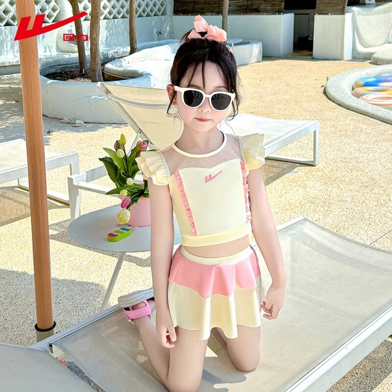回力儿童泳衣女童2025新款女孩小童宝宝短袖女孩可爱游泳套装批发