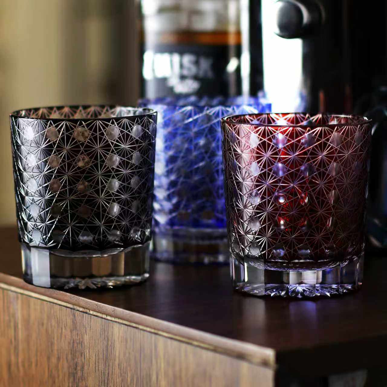 江户切子水晶玻璃精刻洋酒杯威士忌杯高档日式啤酒杯水晶杯酒杯