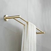 不锈钢毛巾架拉丝金哑光轻奢小户型浴室双杆毛巾挂杆免钉加长120