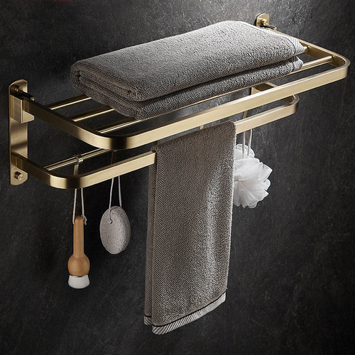 折叠活动免钉304不锈钢浴巾架