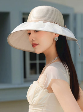 2026新款遮阳帽子女海边沙滩帽透气防晒渔夫帽大檐盆帽太阳帽