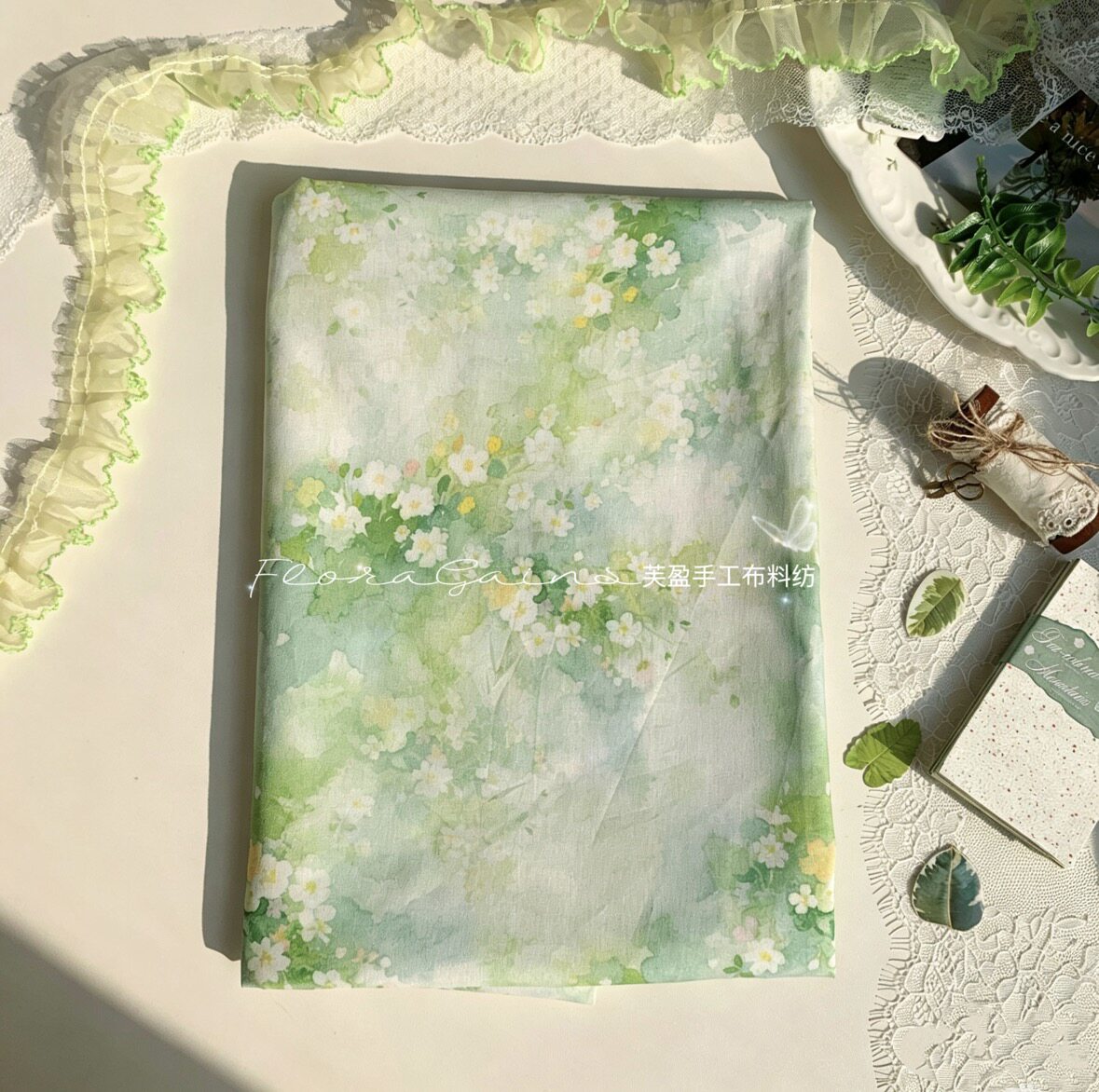 全棉田园风印花布料茉莉山茶花碎花布包袋发圈BJD吊带罩子裙裤diy