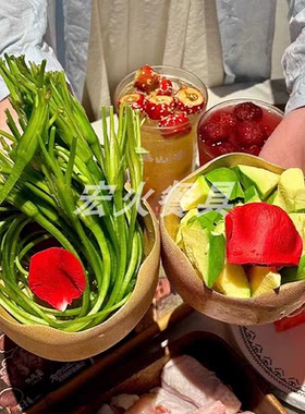 创意特色个性火锅店蔬菜餐具竹雕荷叶形碗新中式点心竹子碗竹根碗