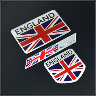 国旗装 米字旗叶子板标 饰贴汽车英国金属车贴ENGLAND铝标地图贴纸