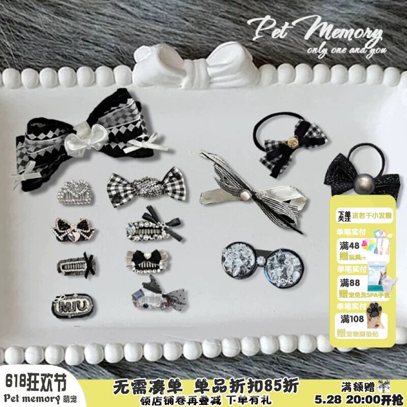 手工迷你碎发宠物bb夹蝴蝶结发夹小香风猫咪约克夏马尔济斯比熊