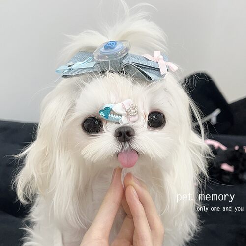 手工迷你碎发宠物bb夹蝴蝶结发夹牛仔蝴蝶猫咪约克夏马尔济斯比熊